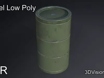 Barrel Low Poly - military look Low-poly 3D model