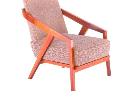 chair wooden lounge with tan upholstered seat Free 3D model