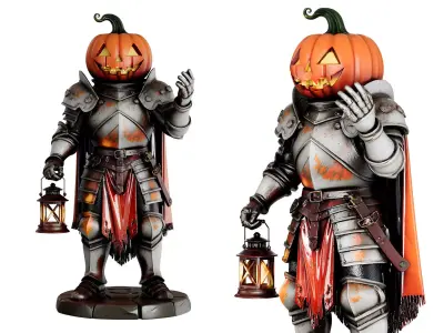 Halloween Pumpkin Guardian 3d print and game ready 3D model
