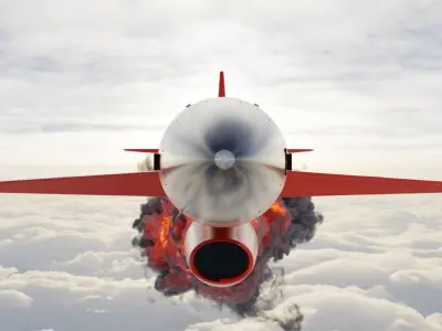 BQM-167 Rocket Drone with free VDB fire trail 3D model