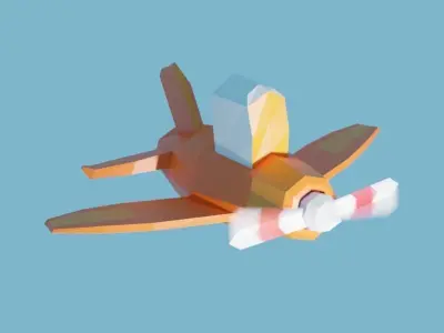 low poly cartoon plane Low-poly 3D model