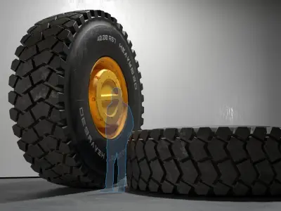 40R57 High poly tire 3D model 3D model
