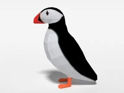 Low Poly Cartoon Puffin Low-poly 3D model