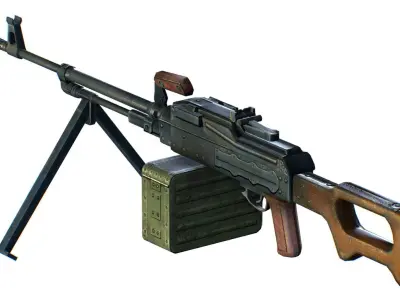 USSR PKP machine gun Pecheneg 54mm Low-poly 3D model