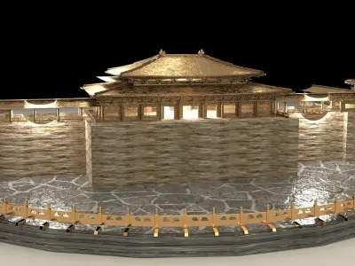 Chinese ancient house Low-poly 3D model