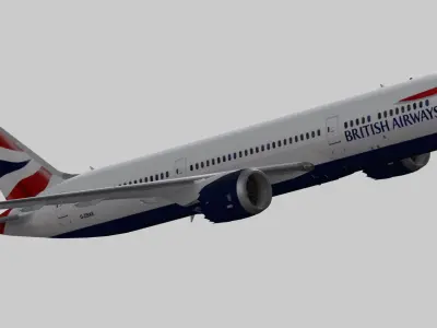 Boeing 787-9 British airways livery Low-poly 3D model