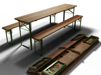 Biertischgarnitur  I  German Outdoor Beer Furniture Free 3D model