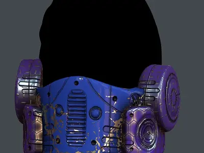 Gas mask helmet 3d model scifi Low-poly Low-poly 3D model 62