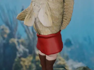 Fish lady reverse mermaid Low-poly 3D model