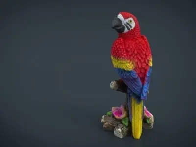 Red Parrot Low-poly 3D model