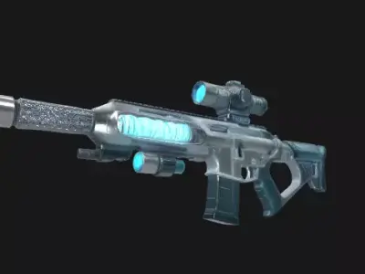 SciFi Railgun Assault Rifle Low-poly 3D model