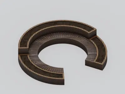 ring shaped wooden bench Free 3D model