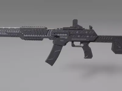 Sub Machine Gun - Black Color - Sporty Style Low-poly 3D model