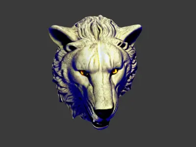 Wolf Animal Head Low-poly 3D model
