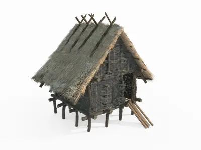 Medieval architecture thatched hut 3D model