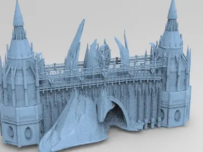 Crystal Snake mountain City Bridge rocks 3D model