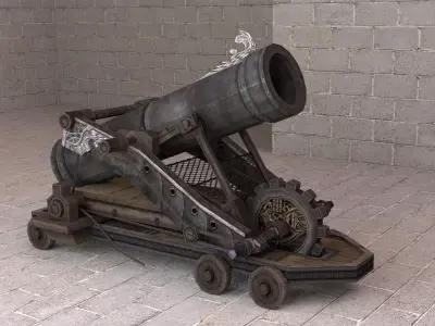 Lowpoly Cannon Low-poly 3D model