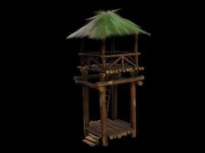 Wooden Watchtower Low-poly 3D model