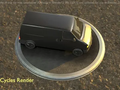 City Car 3 Commercial Transporter Type-C Black Low-poly 3D model