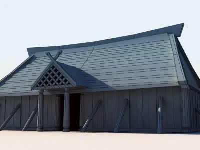 Viking House 3 longhouse Low-poly 3D model