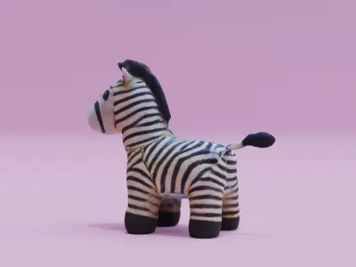 Zebra Toy Plush Free low-poly 3D model