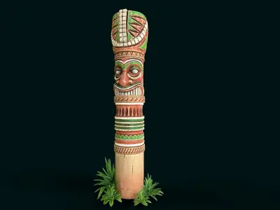 Stylized Wood Totem 12 Low-poly 3D model