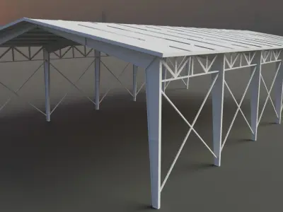 Hangar 3d model Free low-poly 3D model
