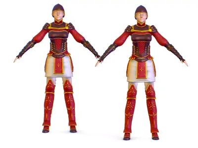 Subdivision 3D Women The Red Knight Low-poly 3D model