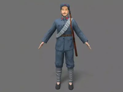 China soldier Low-poly 3D model