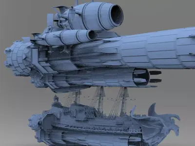 Grand Sci fi Airship Space design 3  3D model