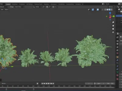 5 Different bush Plant Free 3D model
