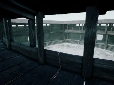 MEDIEVAL FIGHTING ARENA THEATER SCENE FANTASY RING Low-poly 3D model