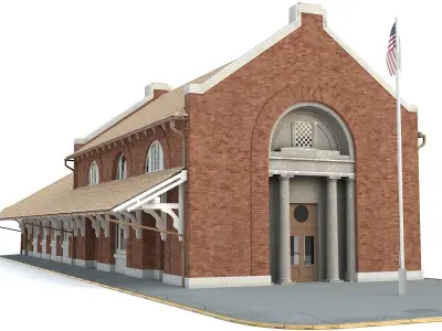 Rail station 3D model