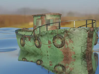 Boat Fishing Low-poly 3D model