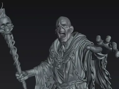 Zombie Necromancer of the Forgotten Grave STL Miniature 3D print model