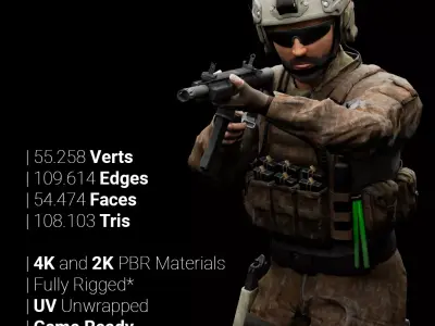 Special Operation United States Soldier Low-poly 3D model