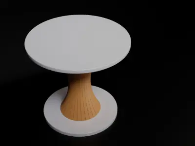 Mid-century Modern Round Table with Concave Pole Free 3D model