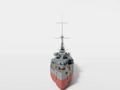 Dreadnought class battleship from World War 1 3D model