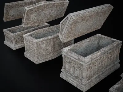 GOTHIC CEMETERY ASSET PACK Low-poly 3D model