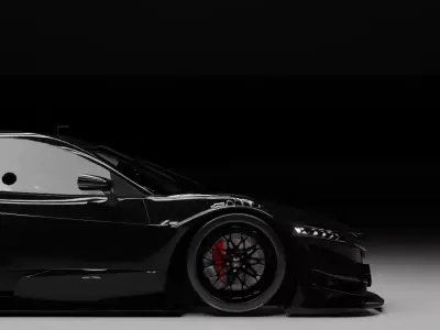Futuristic GT Race Rigged 3D Model Hypercar Widebody Low-poly 3D model
