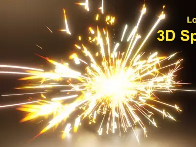 Low poly realistic Muzzle Fire Spark 3D model Low-poly 3D model