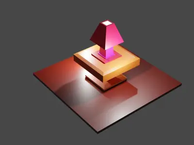 Table and table lamp Free low-poly 3D model