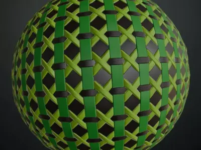 Green Plastic Weave Cane Strapping Outdoor PBR Material Seamless Texture