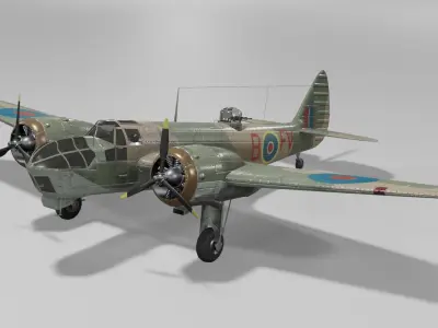 Bristol Blenheim MK IV Light bomber Low-poly 3D model