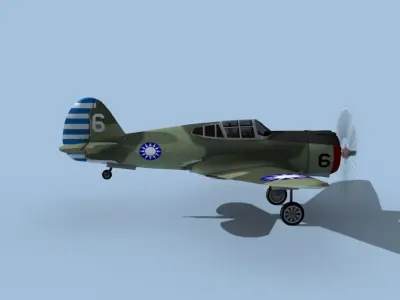 Curtiss H-75C Mohawk V12 China 3D model