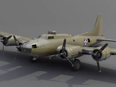 Boeing B-17f Flying Fortress Heavy bomber Low-poly 3D model