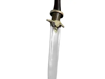 Fantasy Dagger with Golden Hilt 3D model