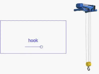 Industrial Machinery Wire Rope Hoist Blue Rigged 3D model