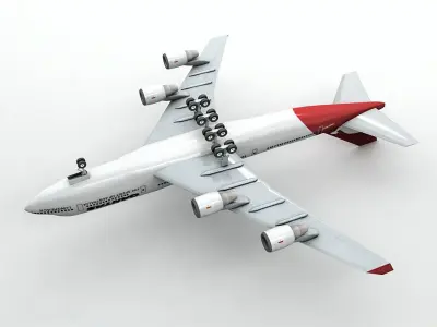 Boeing 747-400 Airliner - Qantas Airlines Low-poly 3D model