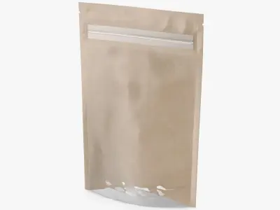 Zipper Kraft Paper Bag with Transparent Front 50 g Mockup 3D model